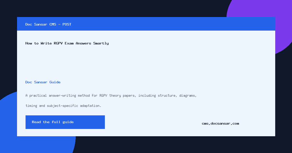 How to Write RGPV Exam Answers Smartly